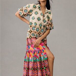 Anthropologie Multicolor Patterned Maxi Dress